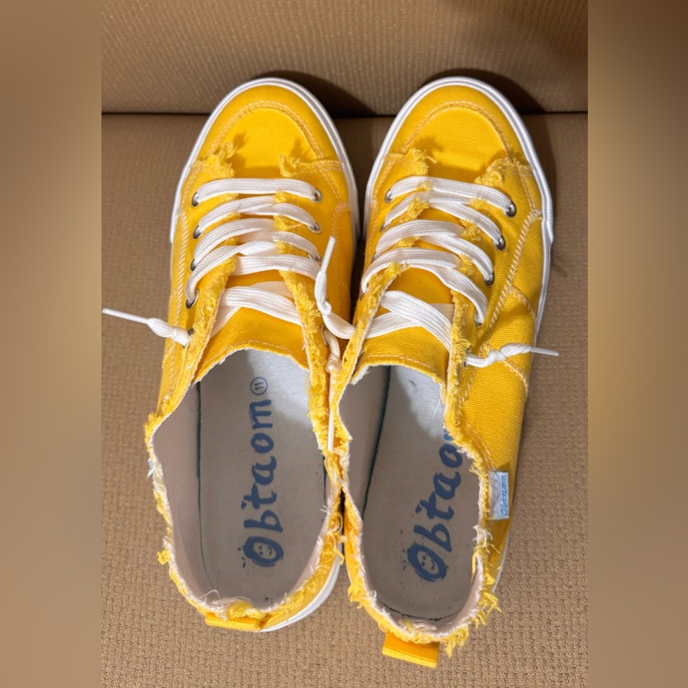 Obtaom Yellow Canvas Sneakers SZ 11 women
